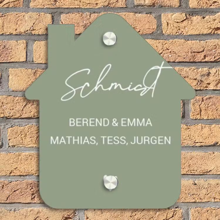 Effen olijfgroen - Sierlijk Naambord Huisje klein -sfeer5