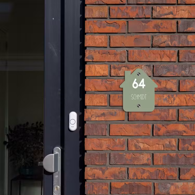 Effen olijfgroen - Modern Naambord Huisje klein -sfeer2