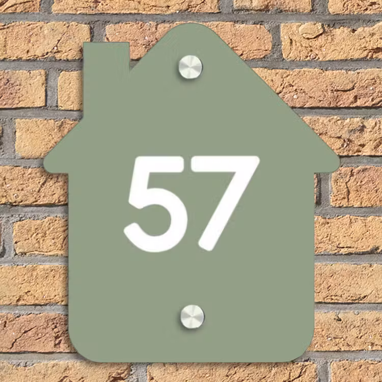 Effen olijfgroen - Traditioneel Naambord Huisje klein -sfeer5