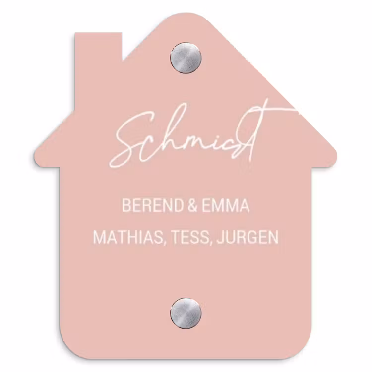 Effen roze - Sierlijk Naambord Huisje klein -3d