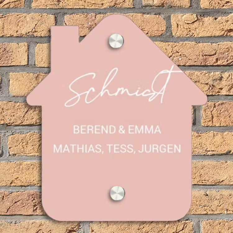 Effen roze - Sierlijk Naambord Huisje klein -sfeer5