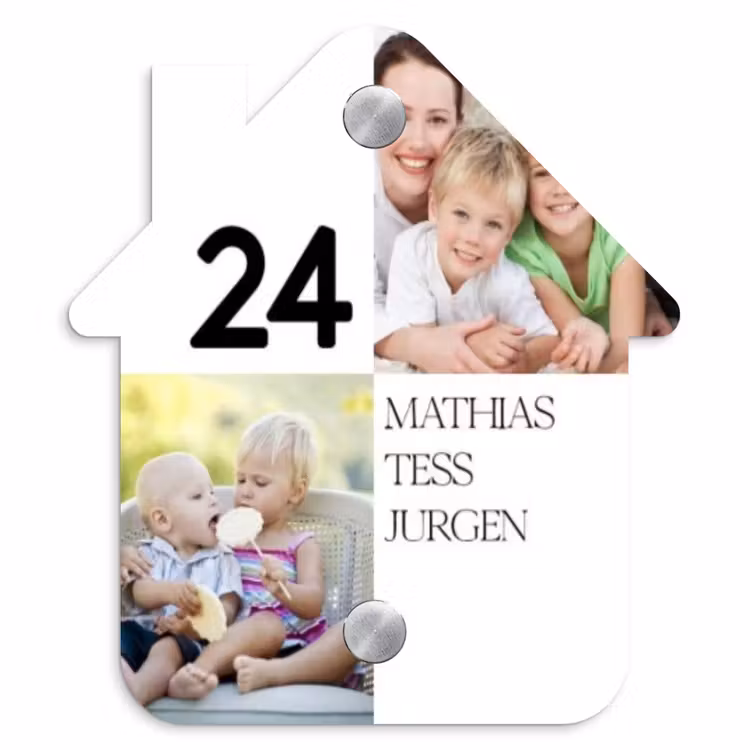 Familieportret strak - Klassiek Naambord Huisje klein -3d