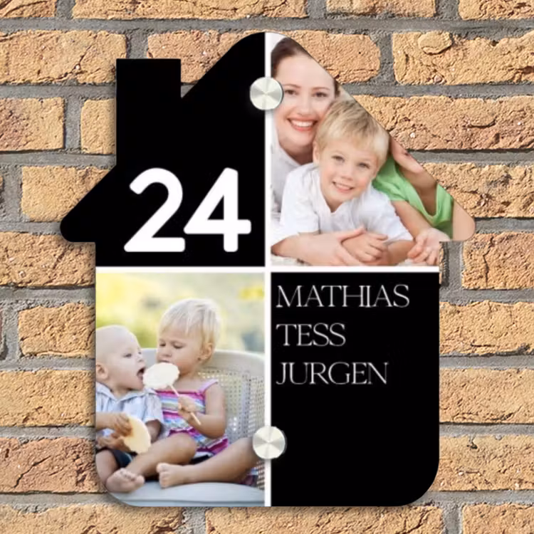 Familieportret strak zwart - Klassiek Naambord Huisje klein -sfeer5