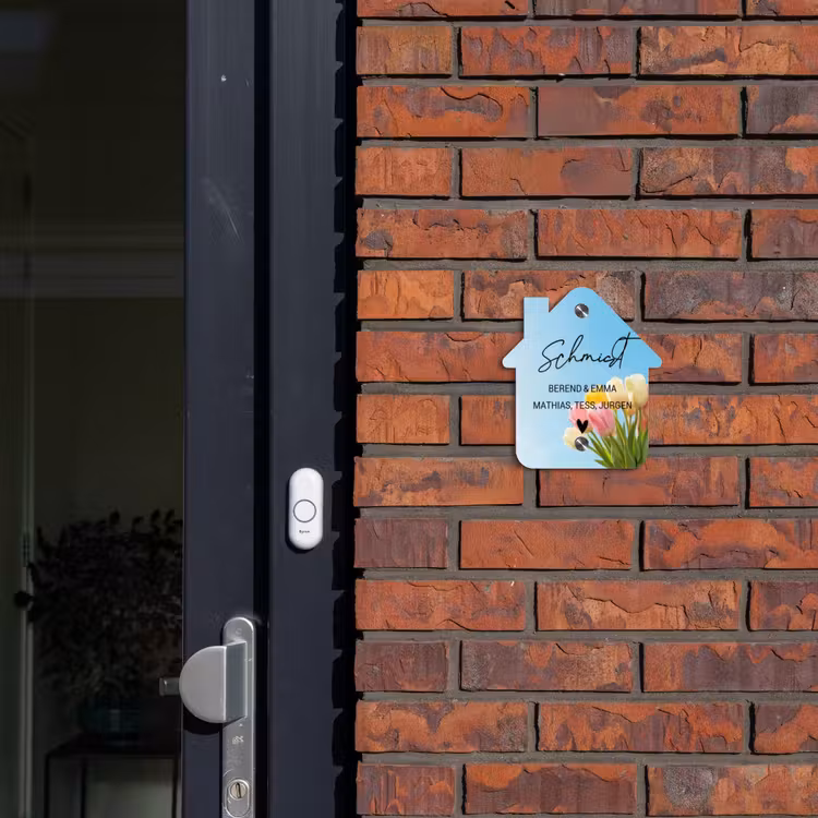 Gekleurde tulpen lucht - Sierlijk Naambord Huisje klein -sfeer2
