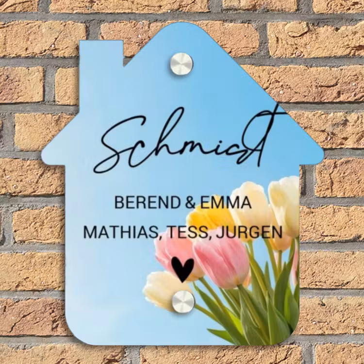 Gekleurde tulpen lucht - Sierlijk Naambord Huisje klein -sfeer5