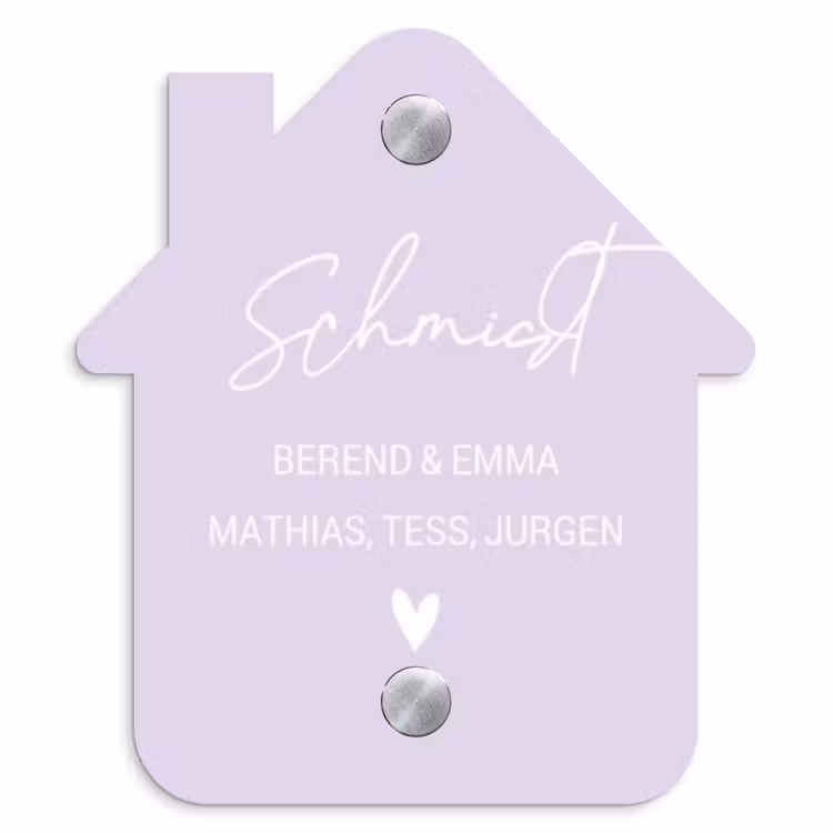 Lila - Sierlijk Naambord Huisje klein -3d