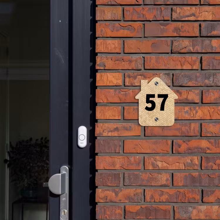 Gevlochten - Riet - Traditioneel Naambord Huisje klein -sfeer2