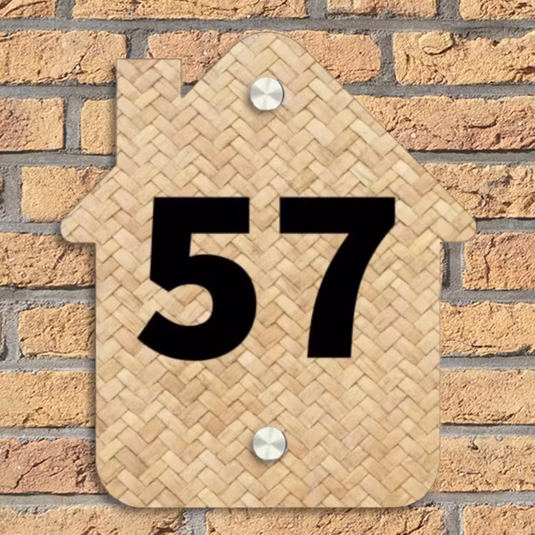 Gevlochten - Riet - Traditioneel Naambord Huisje klein -sfeer5