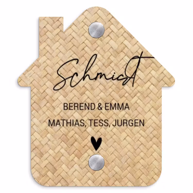 Gevlochten - Riet - Sierlijk Naambord Huisje klein -3d
