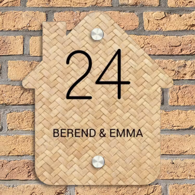 Gevlochten - Riet - Klassiek Naambord Huisje klein -sfeer5