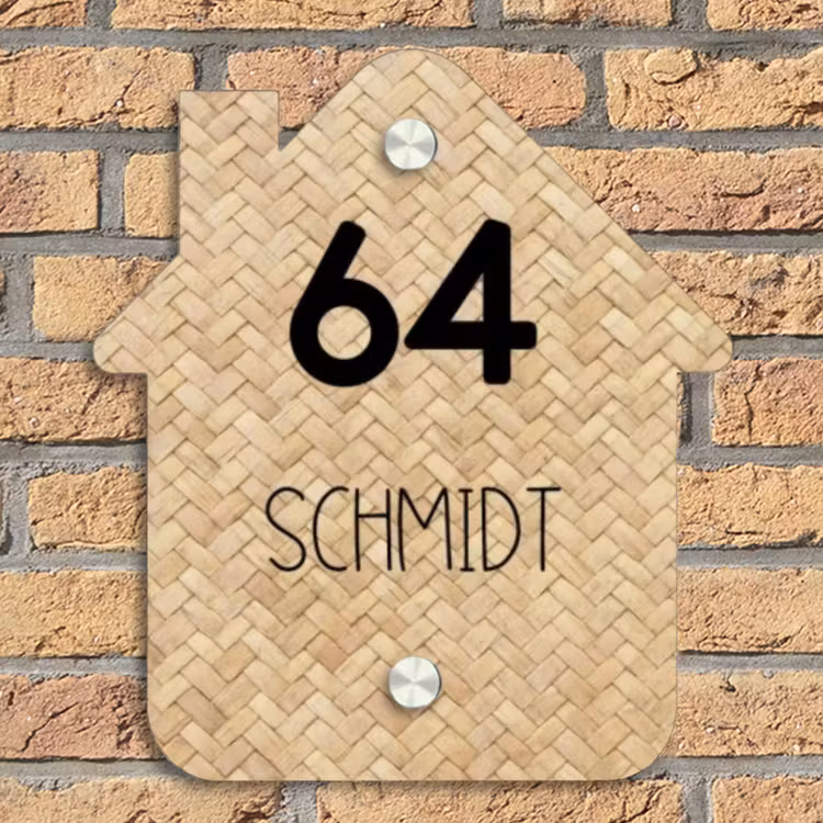 Gevlochten - Riet - Modern Naambord Huisje klein -sfeer5