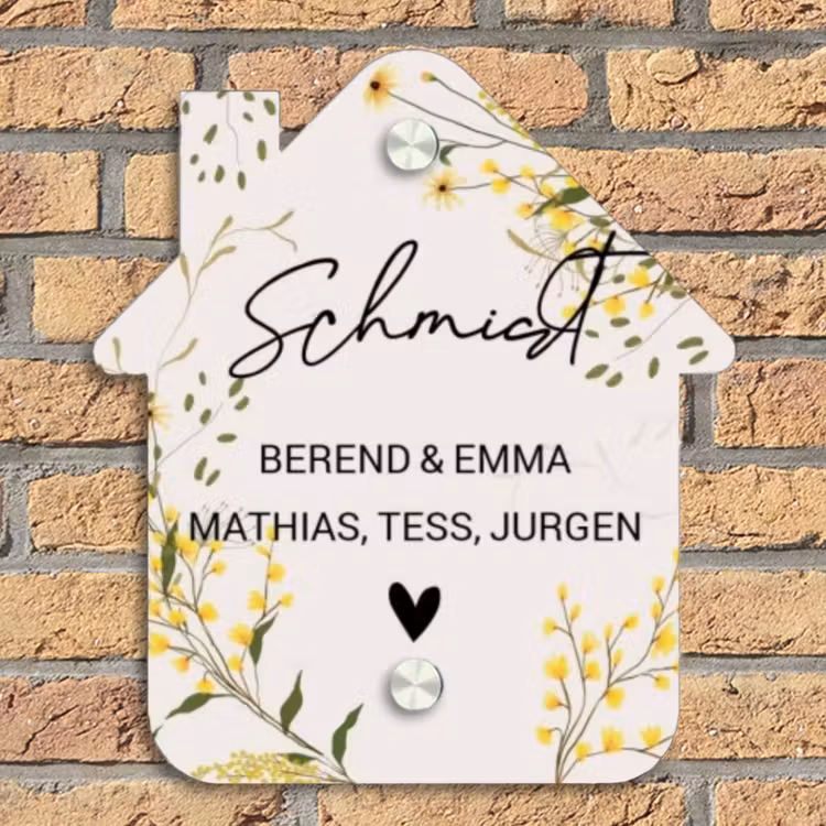 Gele bloemen - Sierlijk Naambord Huisje klein -sfeer5