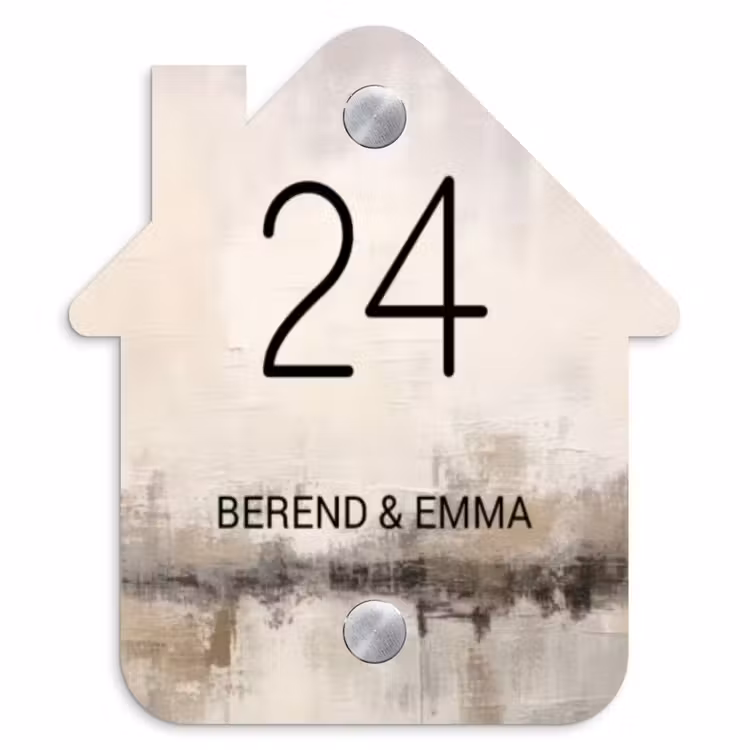 Geschilderd - Klassiek Naambord Huisje klein -3d