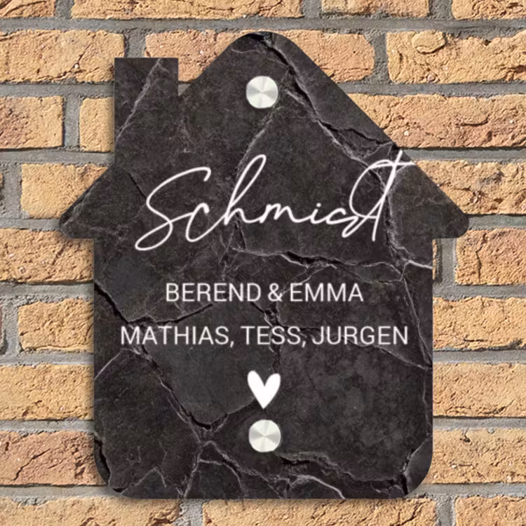Gebarsten steen - Sierlijk Naambord Huisje klein -sfeer5