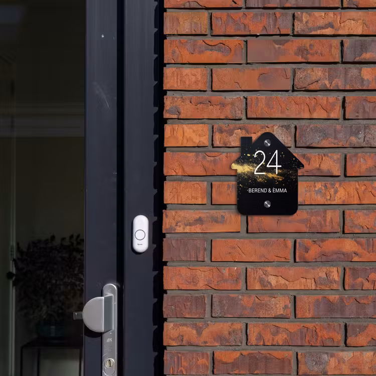 Gouden verfspatten - Klassiek Naambord Huisje klein -sfeer2