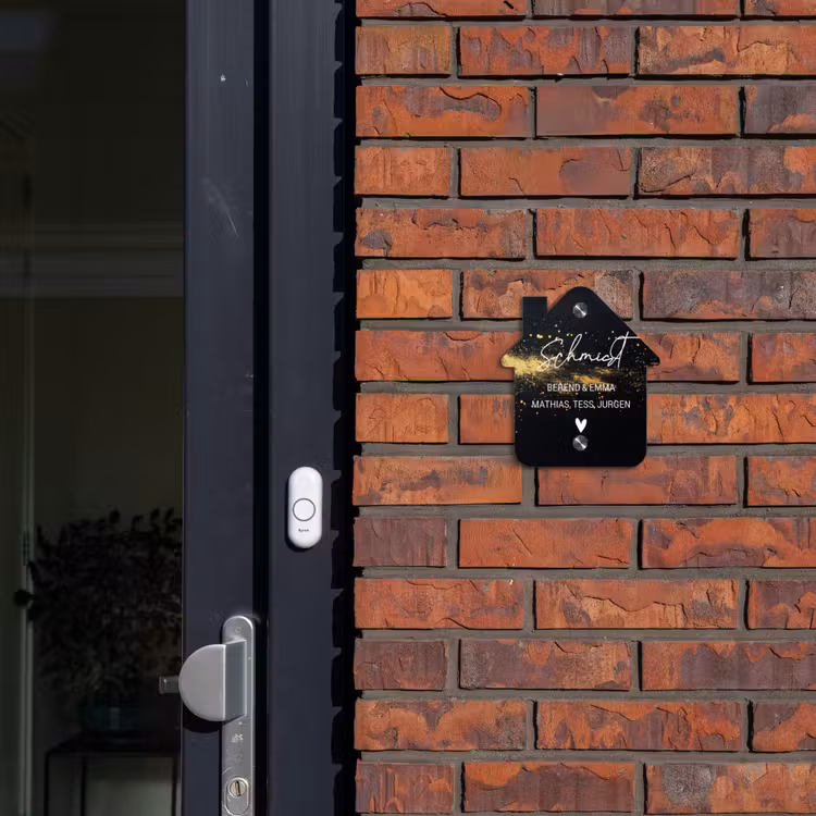 Gouden verfspatten- Sierlijk Naambord Huisje klein -sfeer2