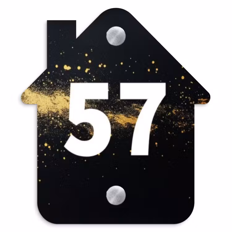 Gouden verfspatten - Traditioneel Naambord Huisje klein -3d