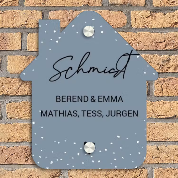 Grijsgroen met stippen - Sierlijk Naambord Huisje klein -sfeer5