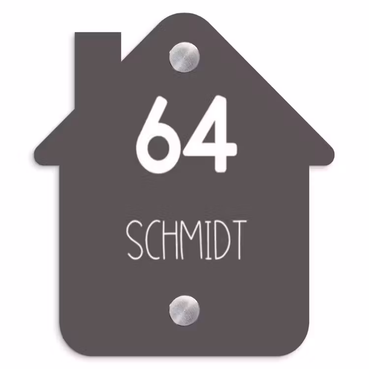 Grijs - Modern Naambord Huisje klein -3d