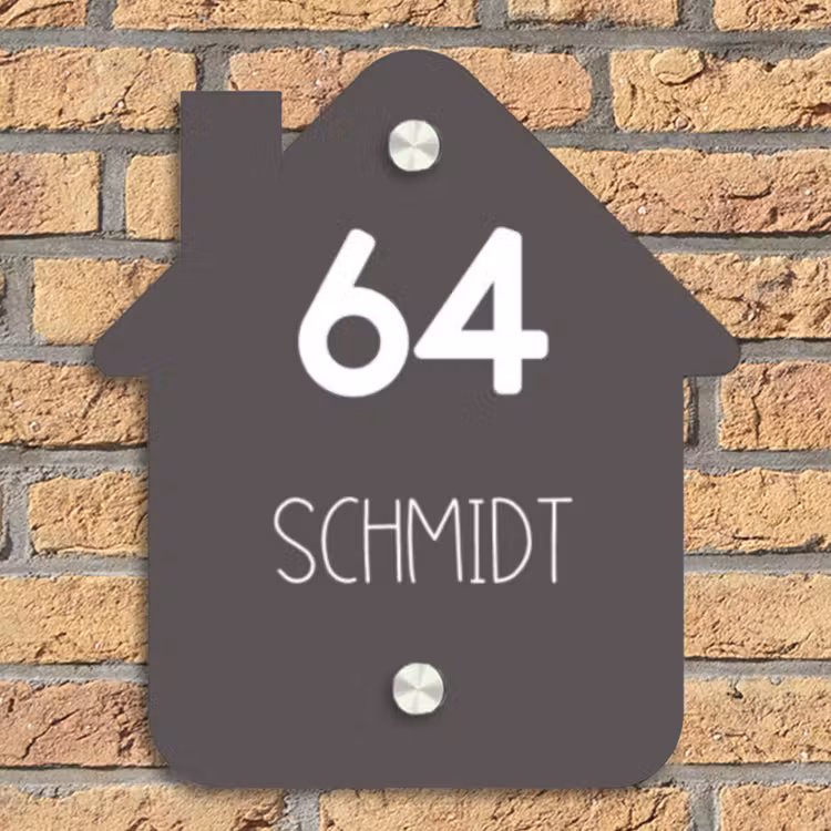 Grijs - Modern Naambord Huisje klein -sfeer5