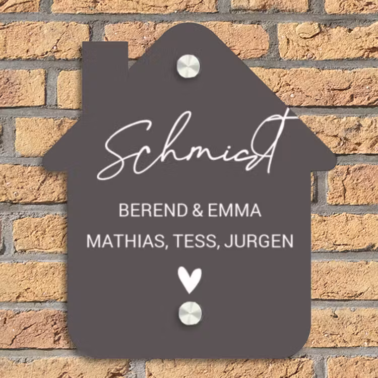 Grijs - Sierlijk Naambord Huisje klein -sfeer5