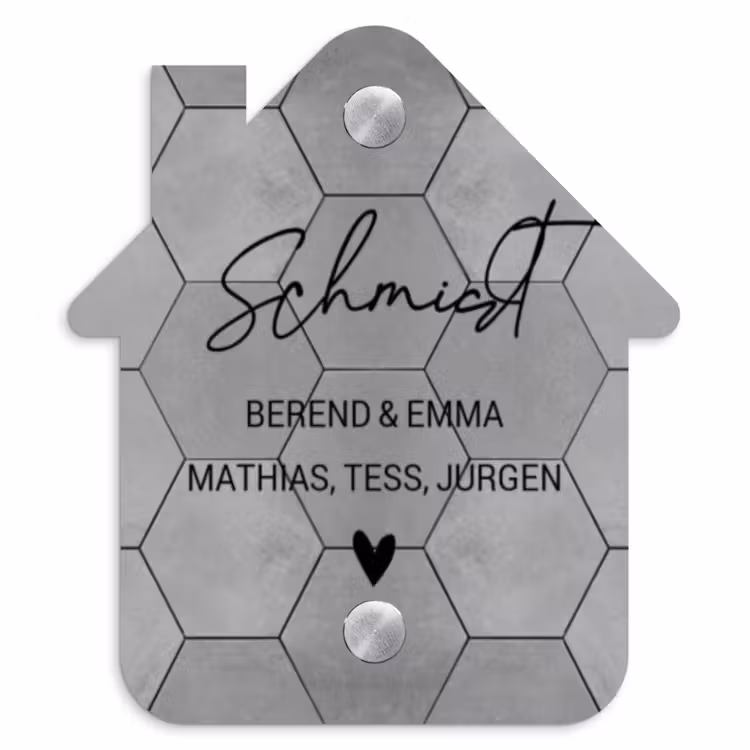Grijze tegels - Sierlijk Naambord Huisje klein -3d