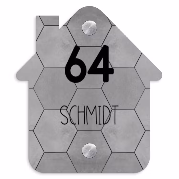 Grijze tegels - Modern Naambord Huisje klein -3d