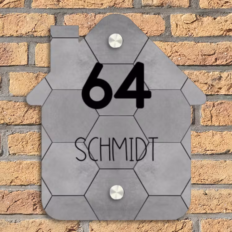 Grijze tegels - Modern Naambord Huisje klein -sfeer5