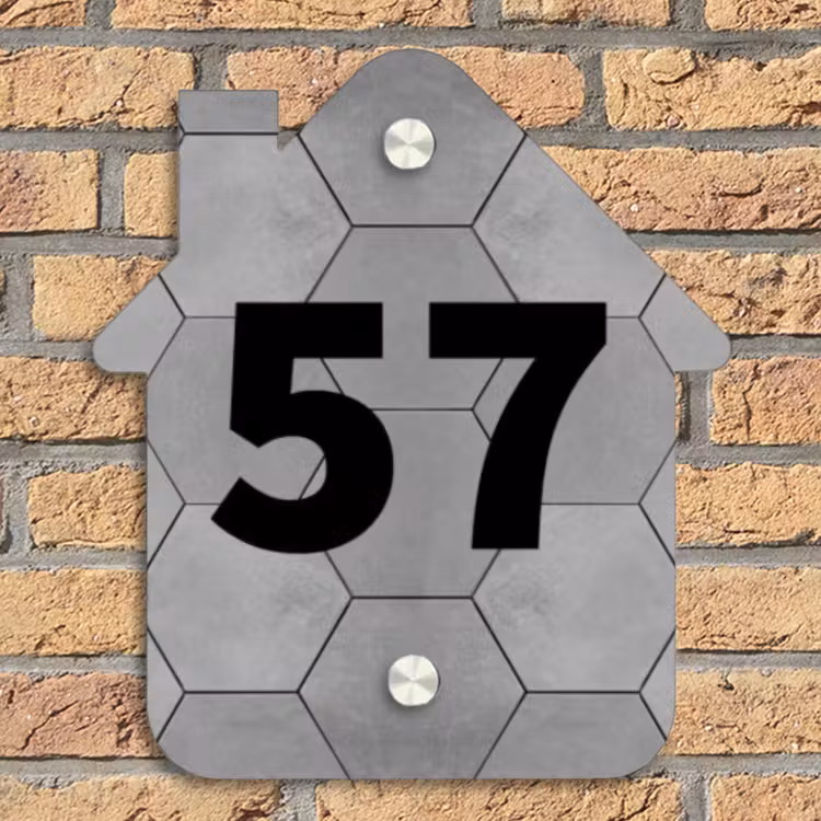 Grijze tegels - Traditioneel Naambord Huisje klein -sfeer5
