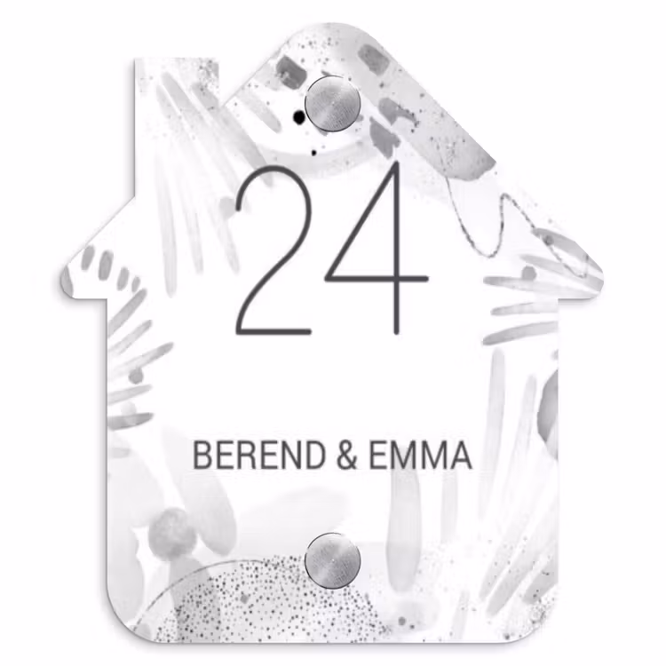 Grijze patronen - Klassiek Naambord Huisje klein -3d