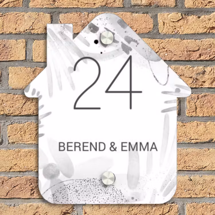 Grijze patronen - Klassiek Naambord Huisje klein -sfeer5