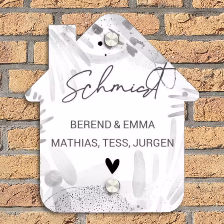 Grijze patronen - Sierlijk Naambord Huisje klein -sfeer5