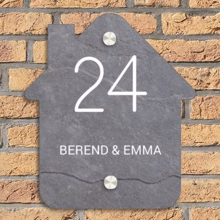 Grijze natuursteen - Klassiek Naambord Huisje klein -sfeer5