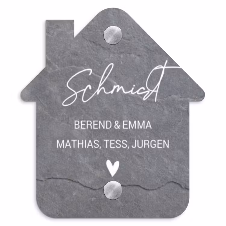 Grijze natuursteen - Sierlijk Naambord Huisje klein -3d