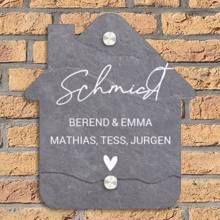 Grijze natuursteen - Sierlijk Naambord Huisje klein -sfeer5