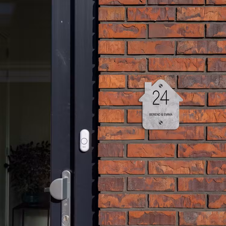 Grijs botanisch patroon - Klassiek Naambord Huisje klein -sfeer2