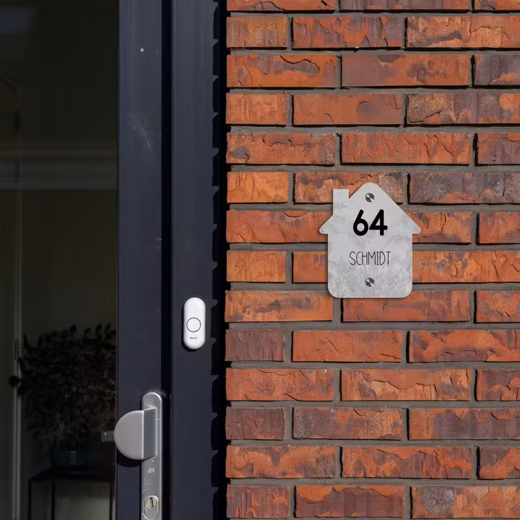 Grijs botanisch patroon - Modern Naambord Huisje klein -sfeer2