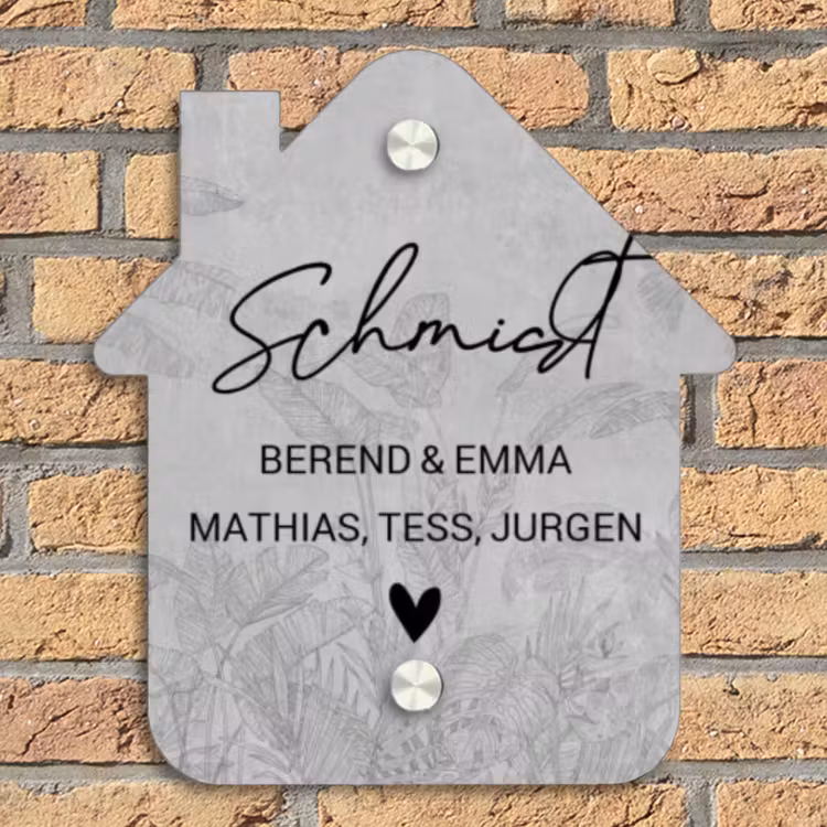 Grijs botanisch patroon - Sierlijk Naambord Huisje klein -sfeer5