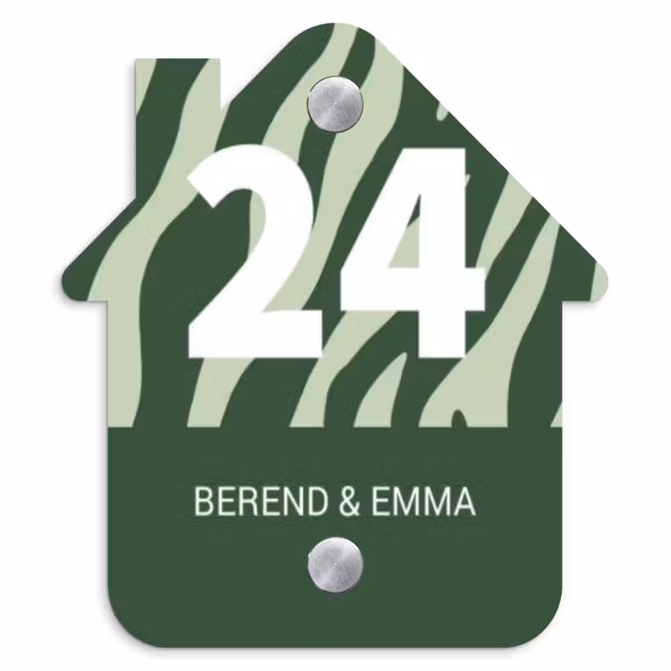 Groen zebra - Klassiek Naambord Huisje klein -3d