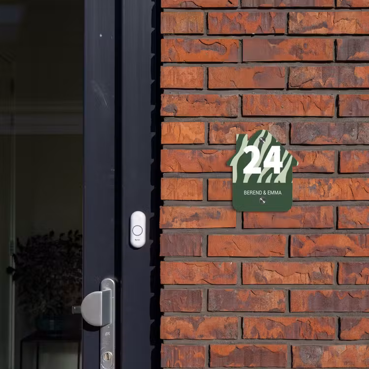 Groen zebra - Klassiek Naambord Huisje klein -sfeer2