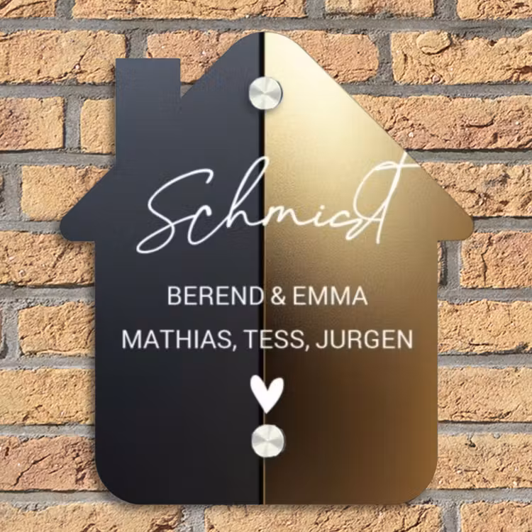 Half goud zwart - Sierlijk Naambord Huisje klein -sfeer5