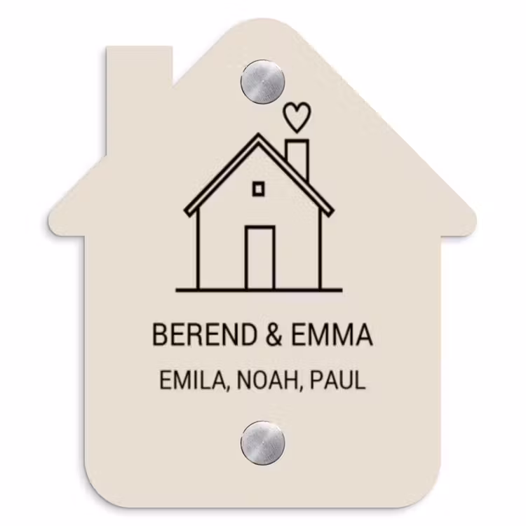 Huis illustratie - Klassiek Naambord Huisje klein -3d