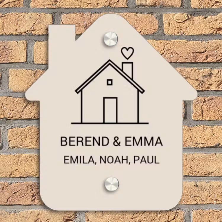Huis illustratie - Klassiek Naambord Huisje klein -sfeer5