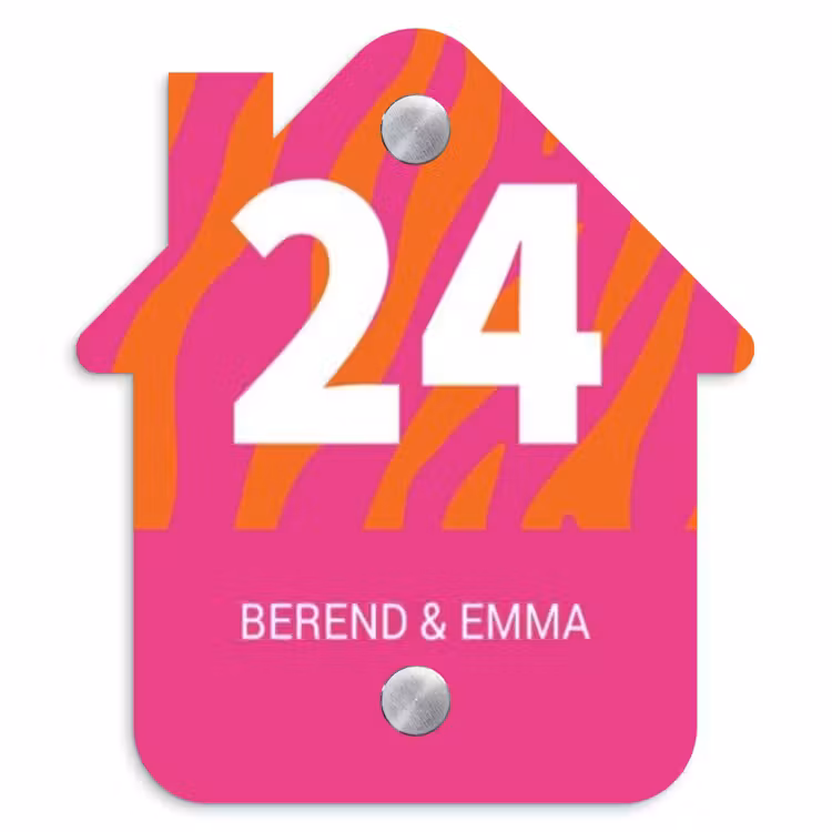 Fel - Zebra - Klassiek Naambord Huisje klein -3d
