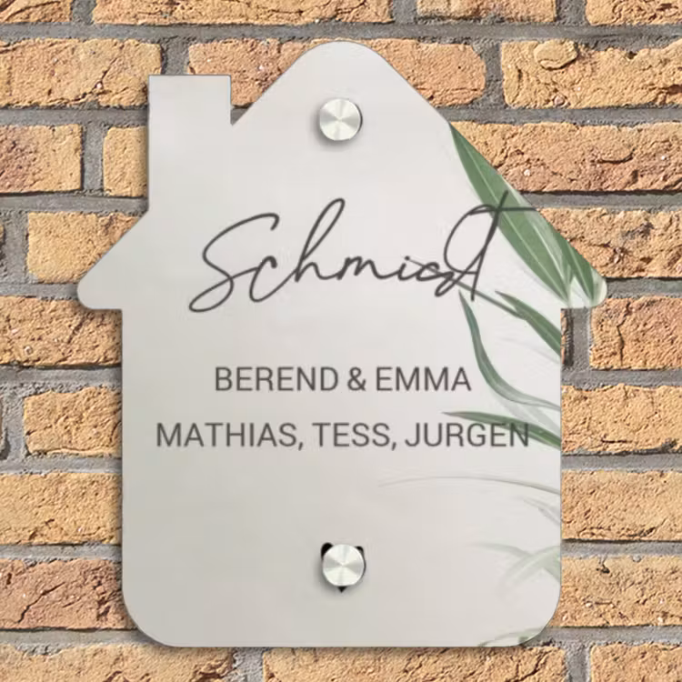 Lichtbeige met plant - Sierlijk Naambord Huisje klein -sfeer5