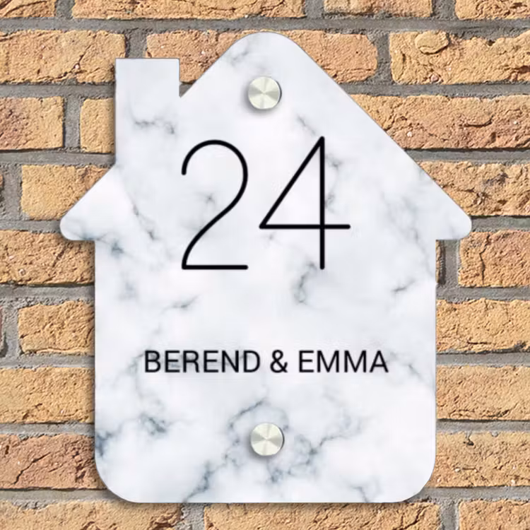 Lichtblauw marmer - Klassiek Naambord Huisje klein -sfeer5