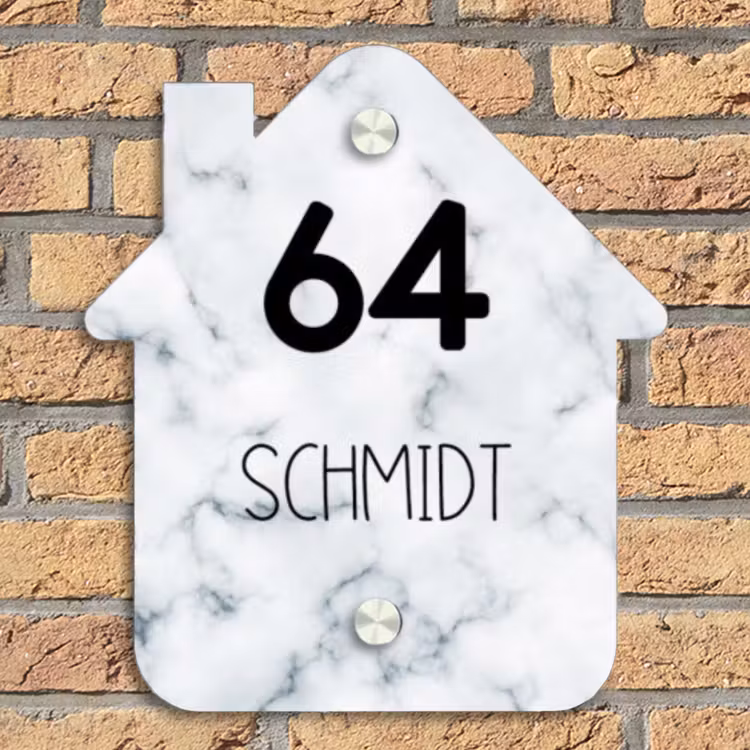 Lichtblauw marmer - Modern Naambord Huisje klein -sfeer5