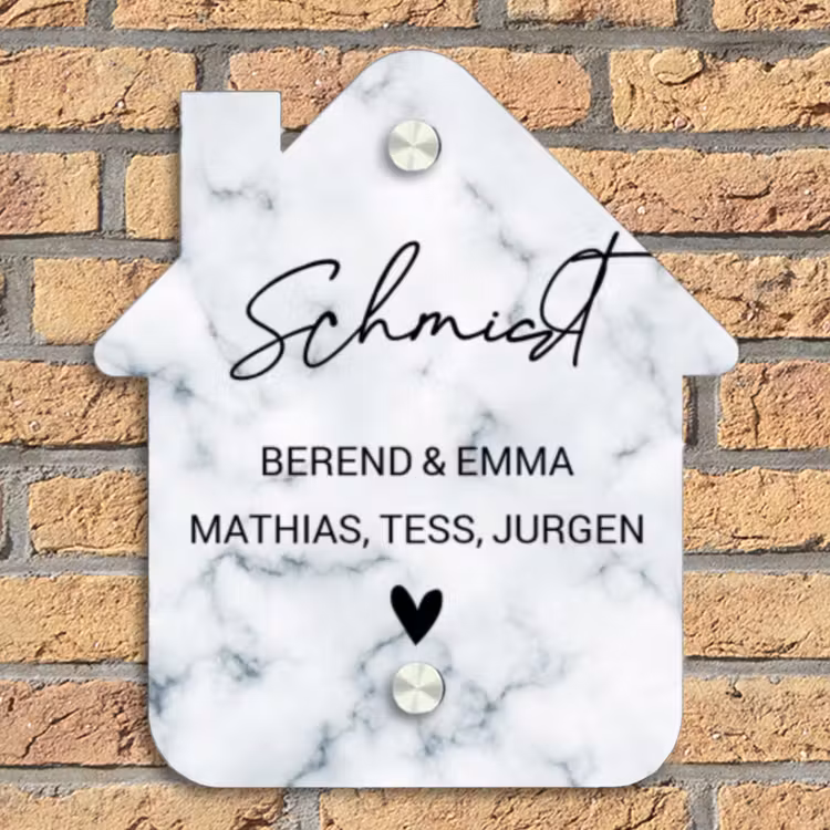 Lichtblauw marmer - Sierlijk Naambord Huisje klein -sfeer5