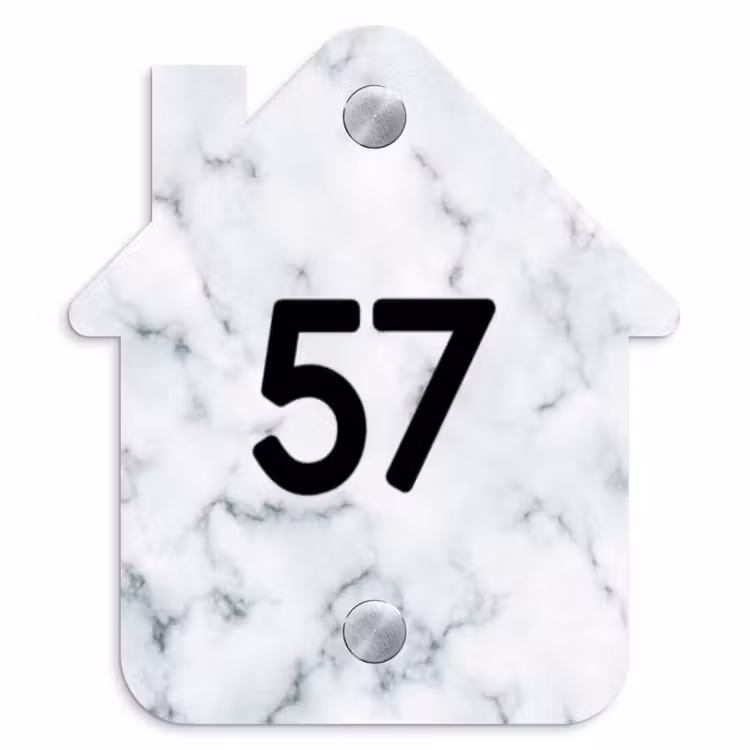 Lichtblauw marmer - Traditioneel Naambord Huisje klein -3d
