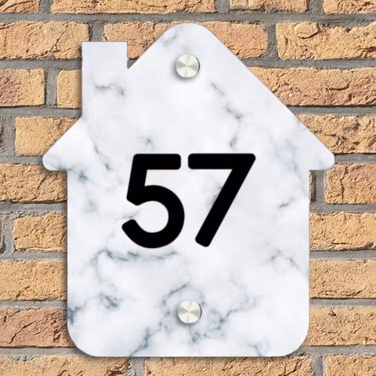 Lichtblauw marmer - Traditioneel Naambord Huisje klein -sfeer5